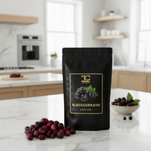 Czarna porzeczka liofilizowana - całe, ciemne, chrupiące owoce suszone mrozem