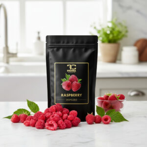 Maliny liofilizowane - całe, czerwone, chrupiące owoce suszonych mrozem malin