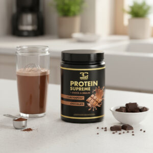 odżywka białkowa czekoladowa Opakowanie - Odżywka białkowa Protein Supreme o smaku czekoladowym z probotykiem