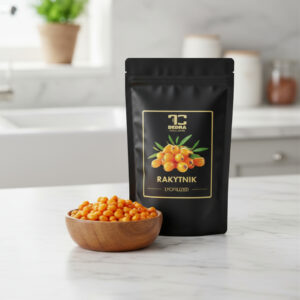 Rokitnik liofilizowany - całe, suszone mrozem owoce rokitnika w miseczce